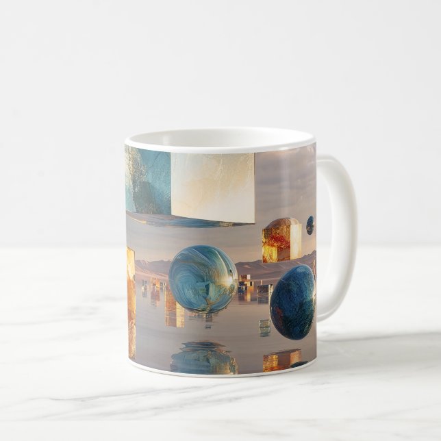 Mug Cubes et sphères surréalistes flottants (Devant droit)