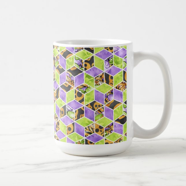MUG CUBES HALLOWEEN VIOLET VERT ORANGE NOIR (Droite)