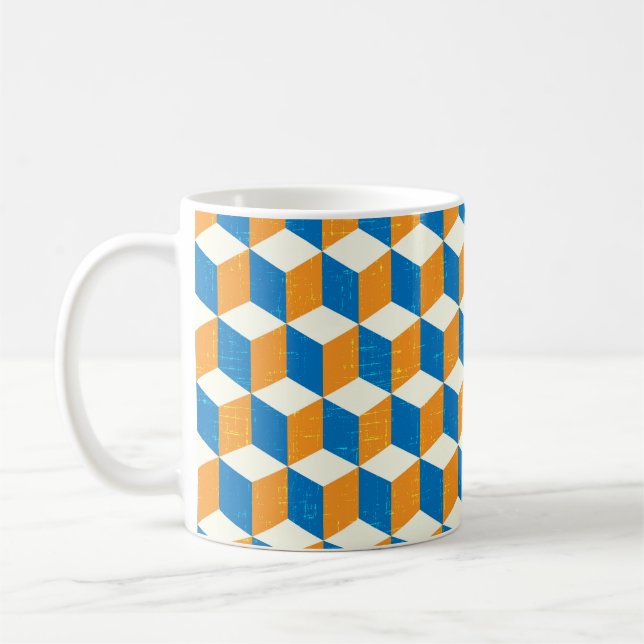 Mug Cubes isométriques rétro, illusion géométrique (Gauche)