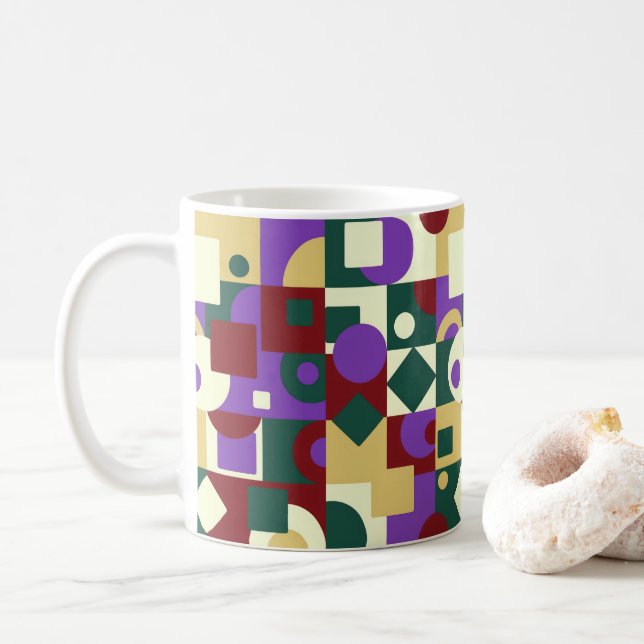Mug Cubisme d'art moderne Cercles Carré Amateurs de ca (Avec donut)