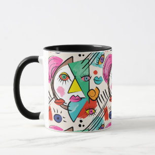 Mug Cubisme moderne Artsy Abstrait Femme Visages Art