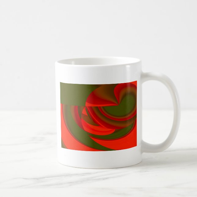 Mug Cubiste rouge et vert Abstrait (Droite)