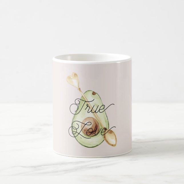 Mug Cuillère en forme de cœur d'avocat rose pêche (Centre)