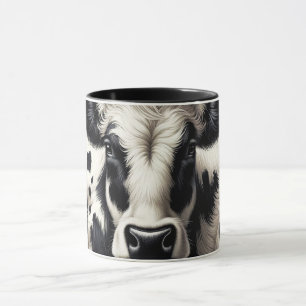 Mug Cuir de vache noir et blanc Aspect fourrure peluch