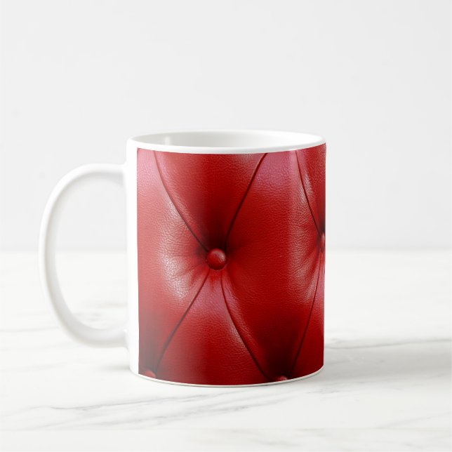 Mug Cuir rouge : Motif d'élévation. (Gauche)