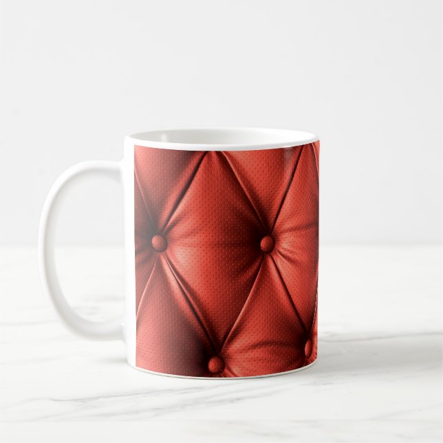 Mug Cuir rouge texturé : Détails du matériau (Gauche)