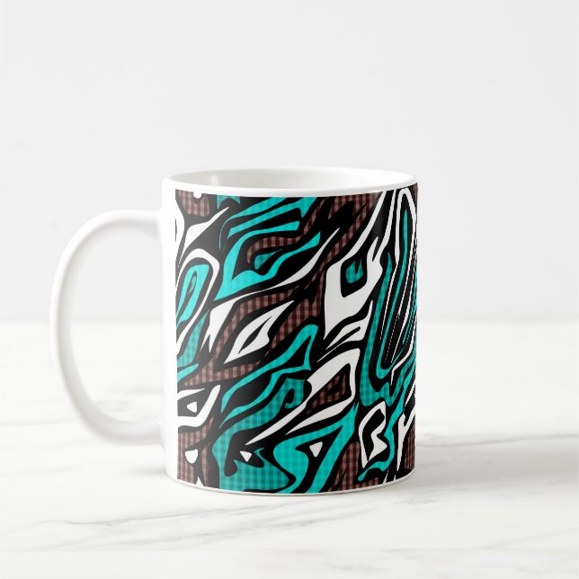 Mug Cuir zèbre abstrait moderne bleu b sans couture (Gauche)