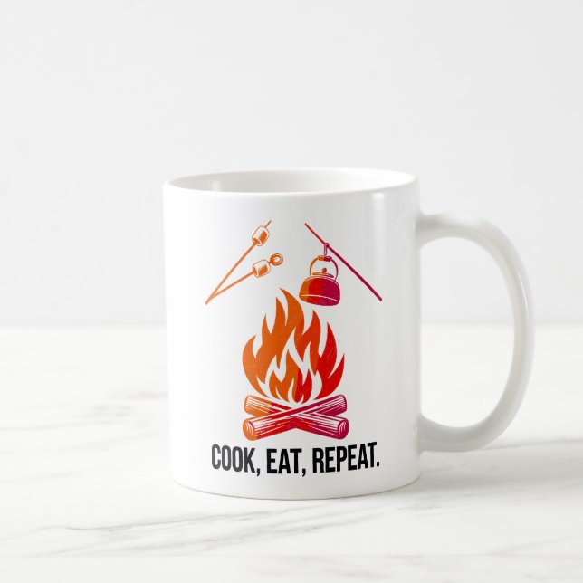 Mug Cuire Manger Répéter Funny Camping Conception de f (Droite)