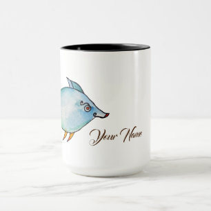 Mug Cuire Poisson Aquarelle Art Nom personnalisé