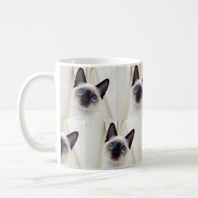 Mug Cuisine Beau Animal Blanc Noir Siamese Kitten Cat (Gauche)
