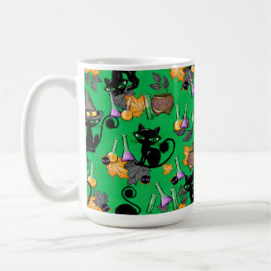 MUG CUISINE HALLOWEEN NOIR ADORABLE AUX YEUX VERTS