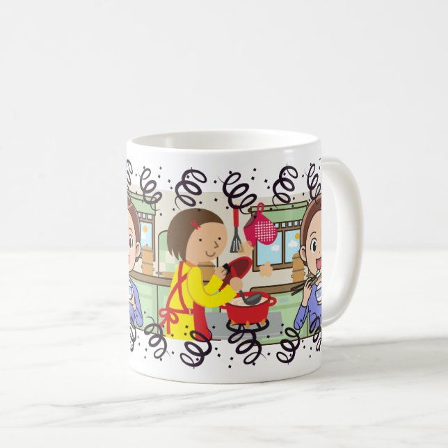 Mug Cuisine Mère Fils Bonne Nourriture Repas (Devant droit)