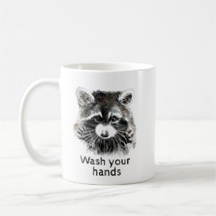 Mug Cuisine salle de bain Lavez vos mains Raccoon Anim