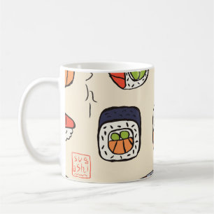 Mug Cuisine sushi, design motif sans soudure.