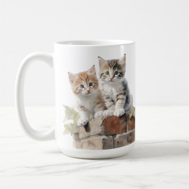 MUG CUISINES FLUFY ADORABLES SUR MUR EN BRIQUE (Gauche)