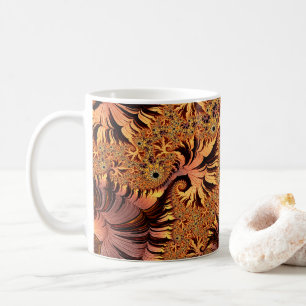 Mug Cuivre et or Automne Coloré Feuille Fractal Art