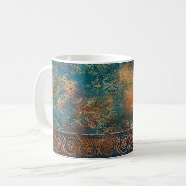 Mug Cuivre Patine Turquoise Clair (Devant gauche)