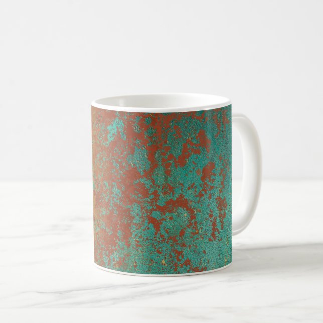 Mug Cuivre Turquoise Bleu Orange Texture Brown (Devant droit)