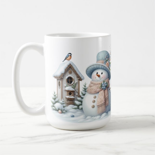 MUG CUL PASTEL HIVER NEIGE ET MAISON D'OISEAUX (Gauche)