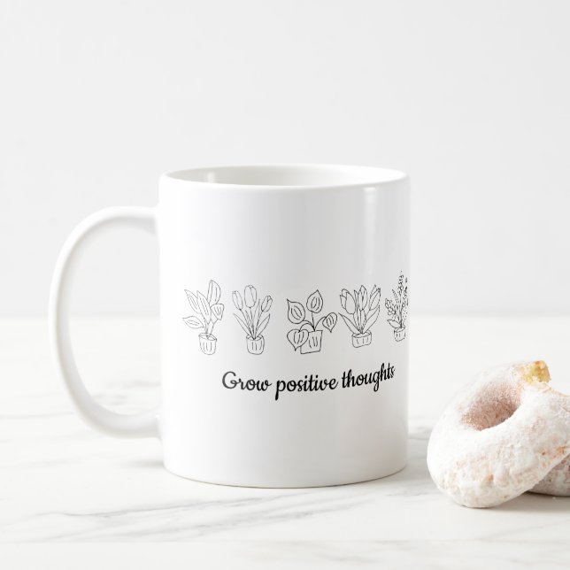 Mug Cultiver des fleurs de pensées positives Minimalis (Avec donut)