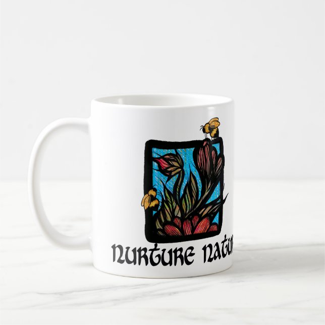 Mug Cultiver la nature abeille et fleurs (Gauche)