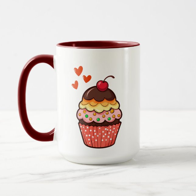 Mug Cupcake Mignon avec Cerise (Gauche)