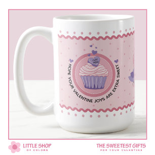 Mug Cupcake rose personnalisable Saint-Valentin