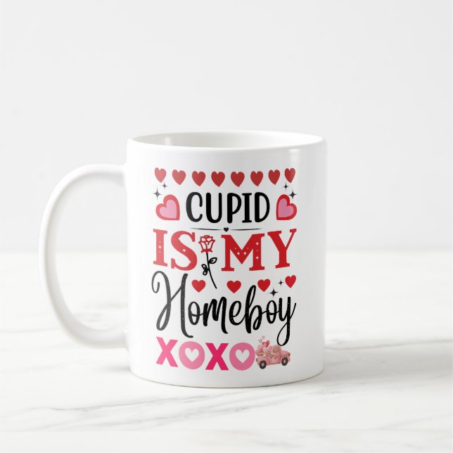 Mug "Cupid is My Home Boy" Tendance brillante Valentin (Gauche)