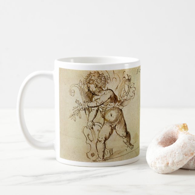 Mug Cupidon avec un violon par Domenico Campagnola (Avec donut)