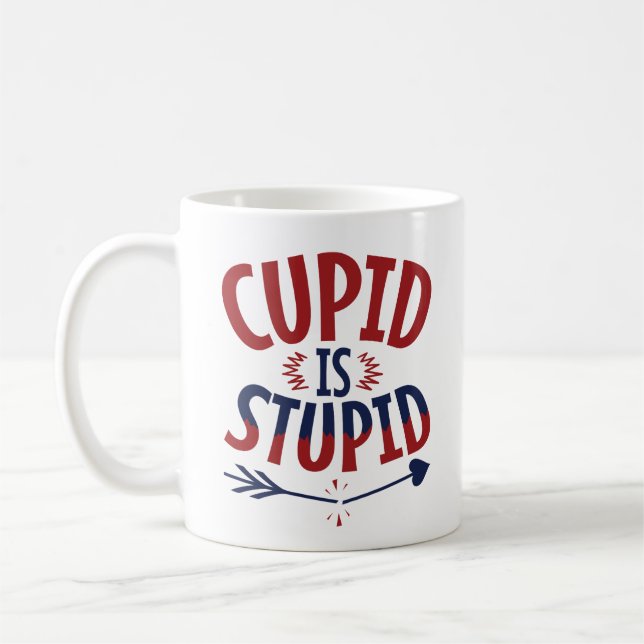 Mug Cupidon est stupide anti-Saint Valentin célibatair (Gauche)