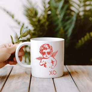Mug Cupidon XO drôle et romantique dessiné à la main p