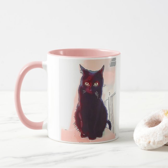 Mug Curieuse muqueuse de Black Cat (Avec donut)