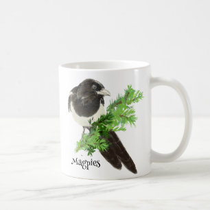 Mug Curieux aquarelle Magpie Oiseau Nature Art