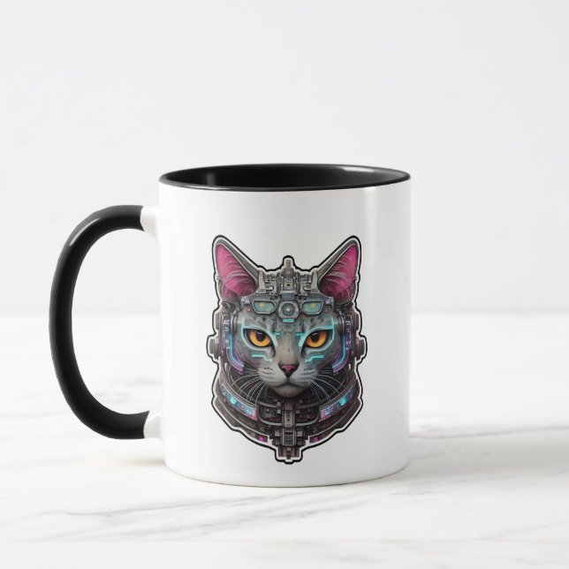 Mug Curieux Kitty dans un cyber-casque (Gauche)