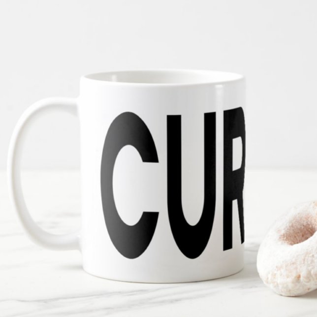 Mug CURIOUS Black Typography (Créateur téléchargé)