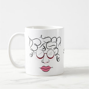 Mug Curly Girl avec lèvres et lunettes roses