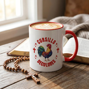 Mug Cursillo Decolores Coq Coloré avec Croix