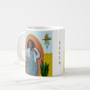 Mug Curvy, Femme noire, Plantes domestiques, moutarde 