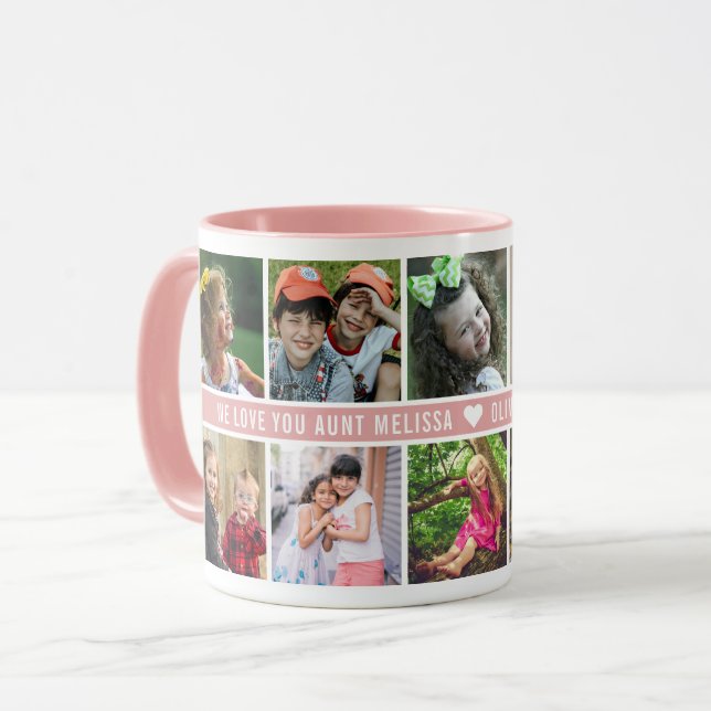 Mug Custom 10 Photo Collage We Love You Tante Rose (Devant gauche)