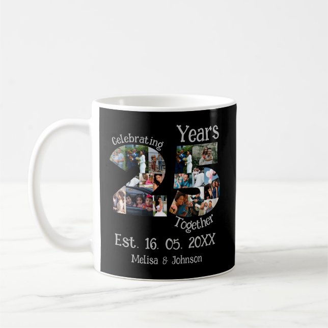 Mug Custom 25th wedding anniversary photo collage (Gauche)
