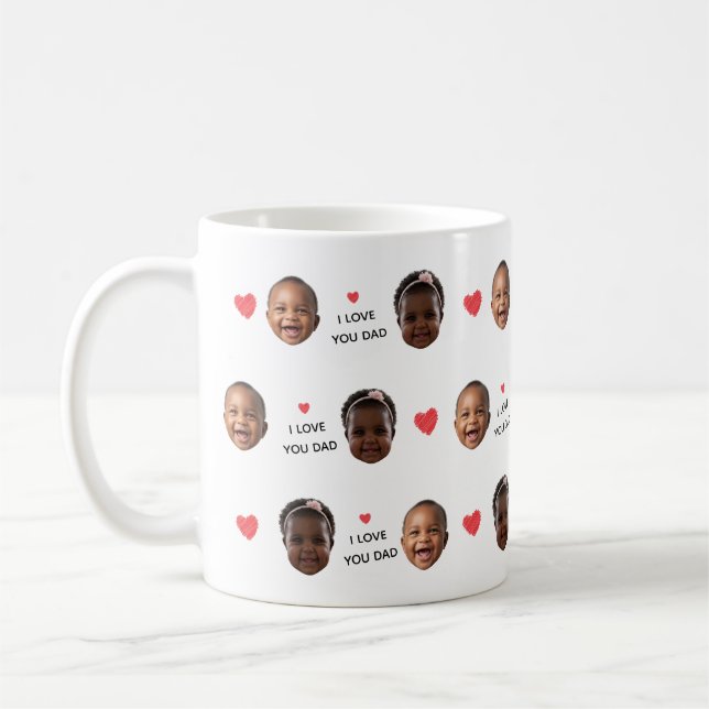 Mug Custom 2 Photo Baby Face Collage "I Love You Dad" (Gauche)