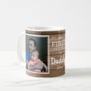 Mug Custom 2 Photo Le premier bois rustique de Noël d