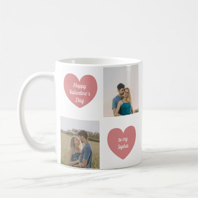 Mug Custom 2 Photos, Hearts Graphic, Valentine's Day (Gauche)