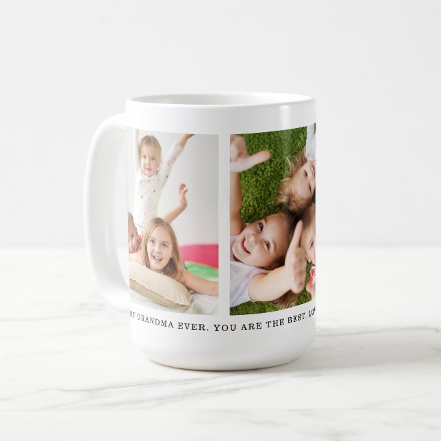 Mug Custom 3 Grandkids Photo Collage Meilleur grand-mè (Devant gauche)