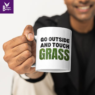 Mug Custom ALLER DEHORS TOUCH GRASS Funny Humour