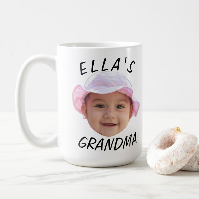 Mug Custom Baby Face Photo Text Grandma (Avec donut)