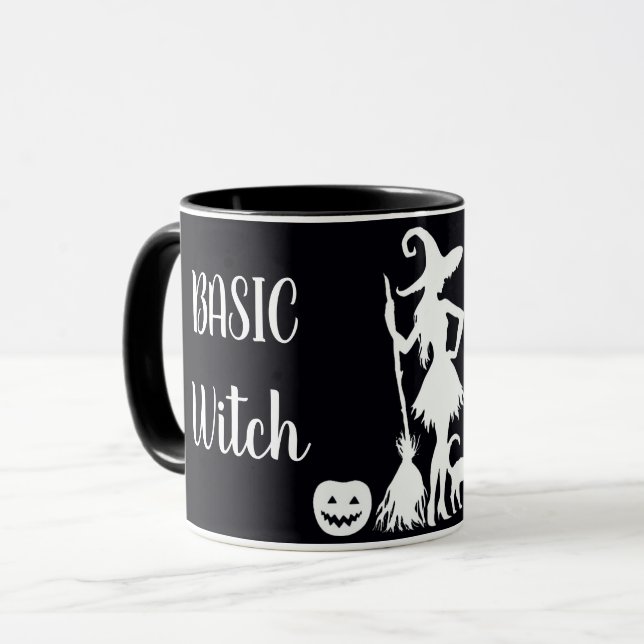 Mug Custom BASIC WITCH w Chat Funny Cadeau Cool esthét (Devant gauche)