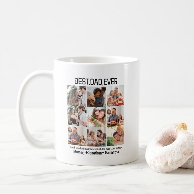 Mug Custom Best Papa Ever Fête des pères 9 Photo Colla (Avec donut)