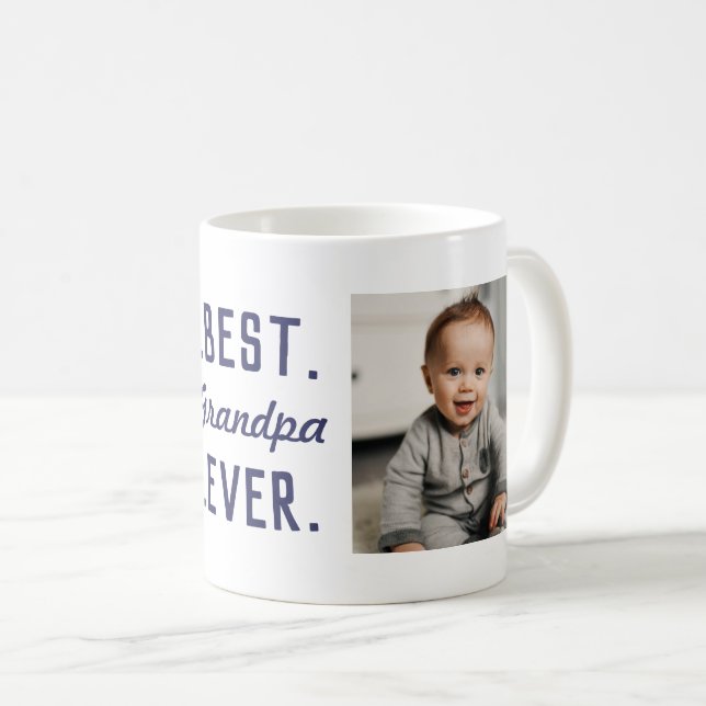 Mug Custom Blue Best Grandpa Ever (Devant droit)