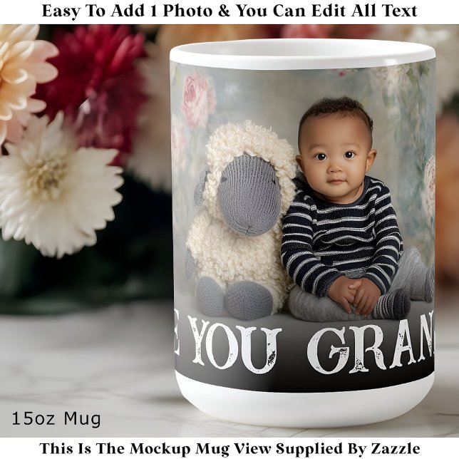 Mug Custom Bold Love You Grandma One Photo Modern (Créateur téléchargé)